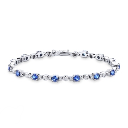 Bracelet or blanc 18k avec saphirs et diamants