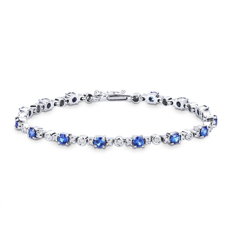 Bracelet or blanc 18k avec saphirs et diamants