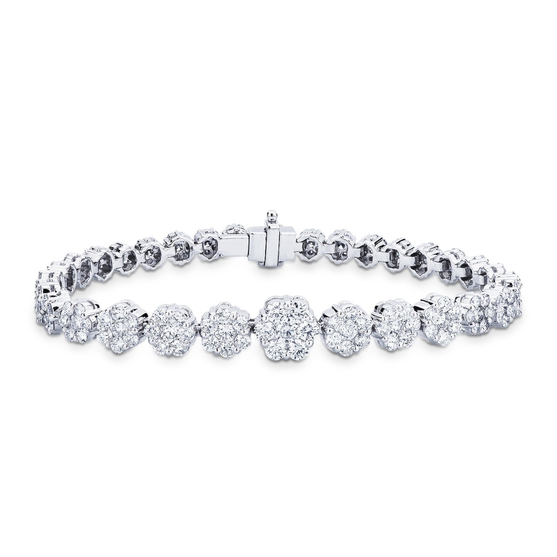 Bracelet fleurs Illusion en or blanc 18k serti de diamants