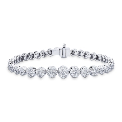 Bracelet Illusion fleurs en or blanc 18k serti de diamants