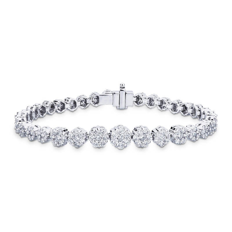 Bracelet Illusion fleurs en or blanc 18k serti de diamants