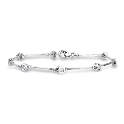Bracelet or blanc 18k avec diamants en forme de cœur