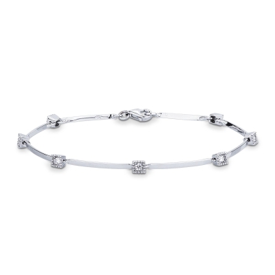 Bracelet or blanc 18k avec diamants, 18 cm