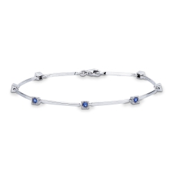 Bracelet alterné en or blanc 18 carats avec saphirs bleus