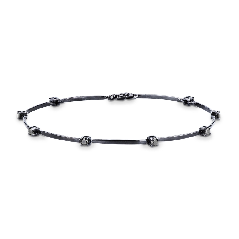 Bracelet homme en or 18 carats entièrement bruni avec diamants noirs
