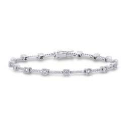 Bracelet en or blanc 18k avec segments carrés et diamants