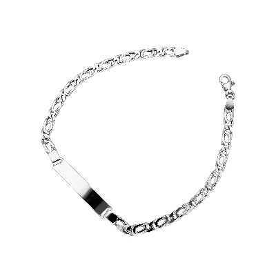 Bracelet avec plaque en or blanc 18 carats