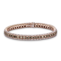 Bracelet en or rose 18k avec diamants brown et double rangée de diamants