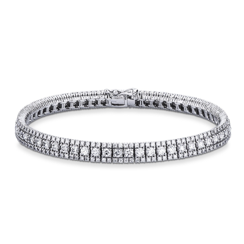 Bracelet rivière design en or blanc 18k avec diamants 