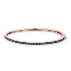 Bracelet rigide en or rose 18k avec des diamants noirs