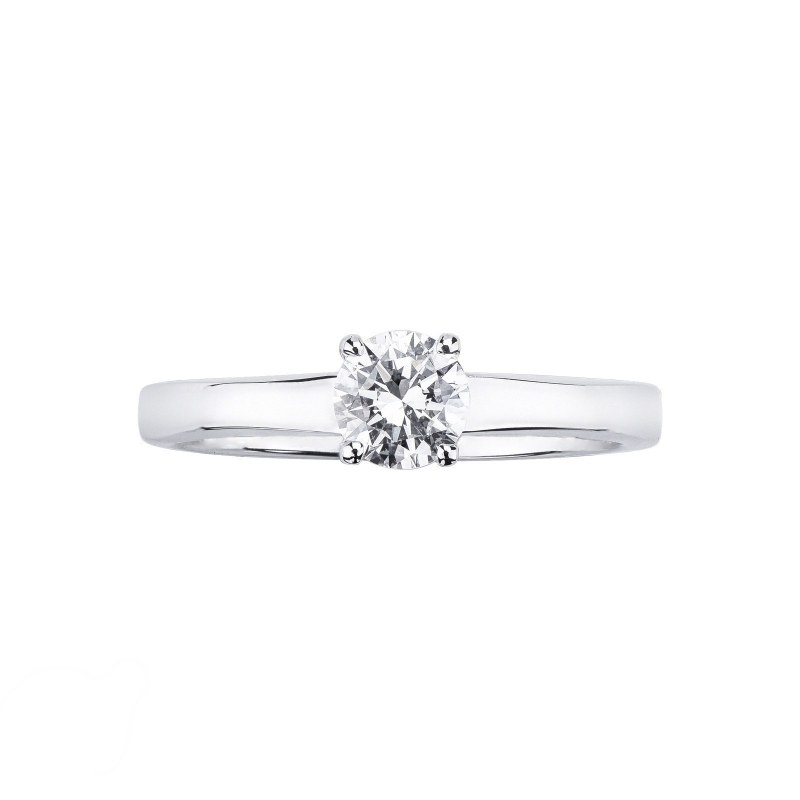 Bague solitaire diamant 0,50 ct or blanc 18k