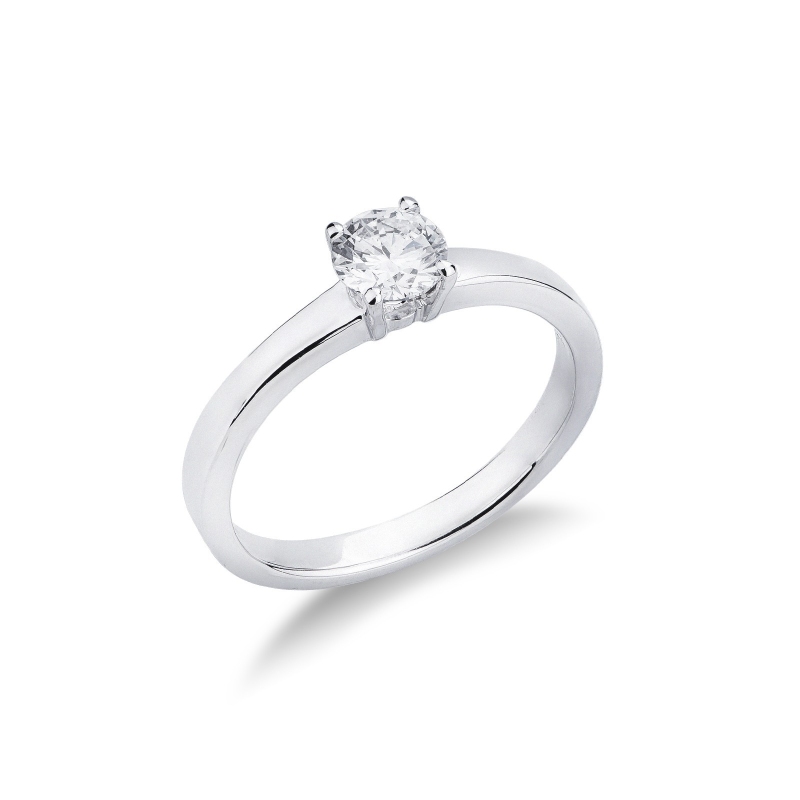 Bague solitaire diamant 0,50 ct or blanc 18k