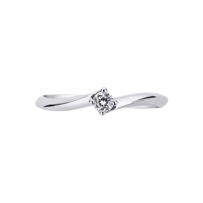 Solitaire Valentino en forme de losange en or blanc 18 carats et diamant 0,10 ct