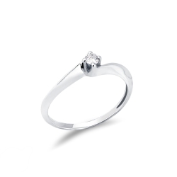 Solitaire Valentino en forme de losange en or blanc 18 carats et diamant 0,10 ct
