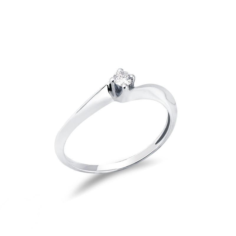 Solitaire Valentino en forme de losange en or blanc 18 carats et diamant 0,10 ct