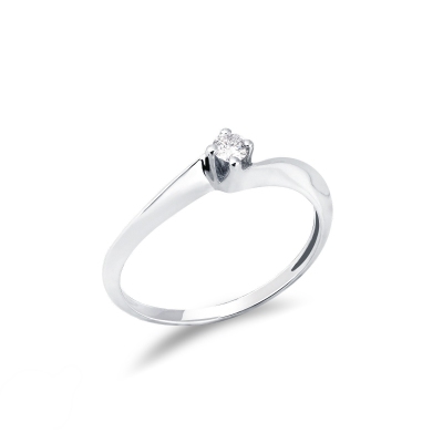 Solitaire Valentino en forme de losange en or blanc 18 carats et diamant 0,10 ct