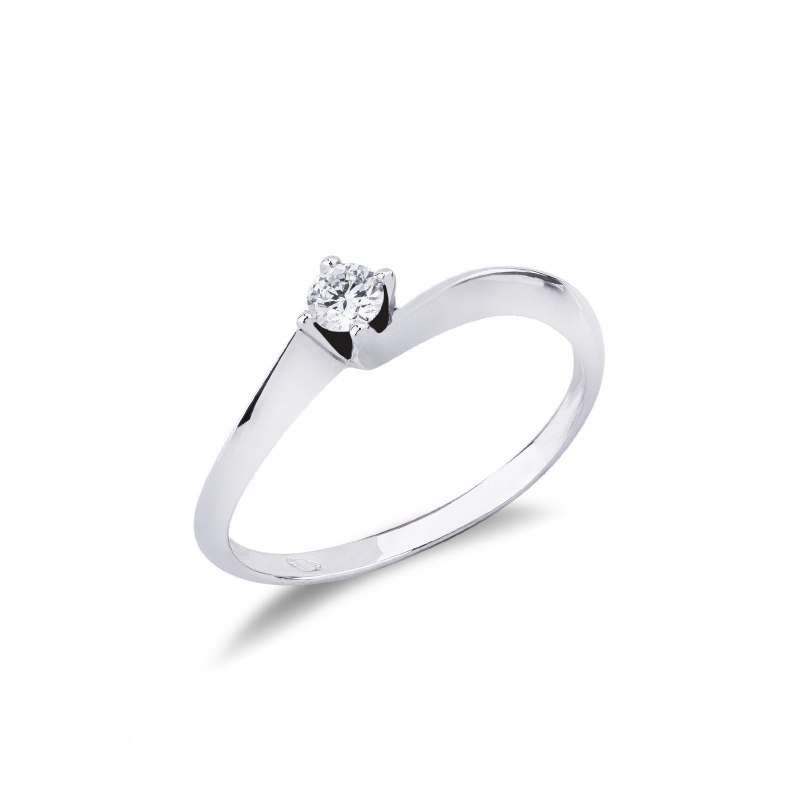 Solitaire monté sur or blanc 18k diamant 0.15 ct 