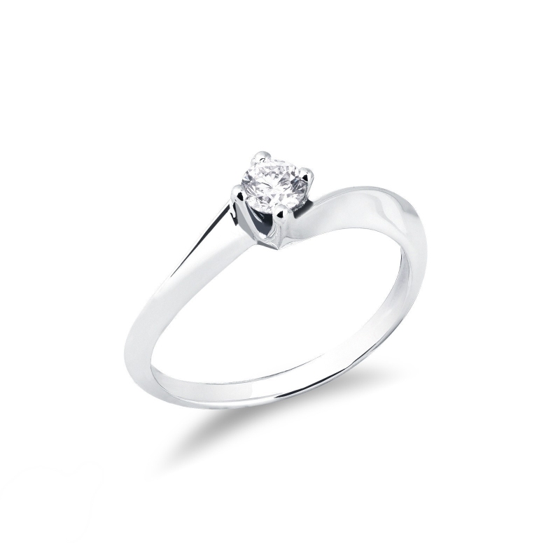 Bague en or blanc 750 avec diamant 0.20 ct