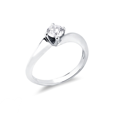 Bague de fiançailles en or blanc 18k avec un diamant 0.50 ct
