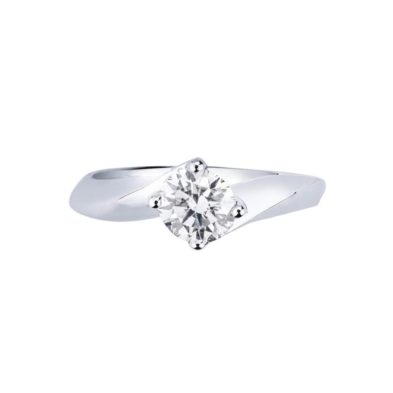 Solitaire en or blanc 750 avec brillant 0.90 ct 