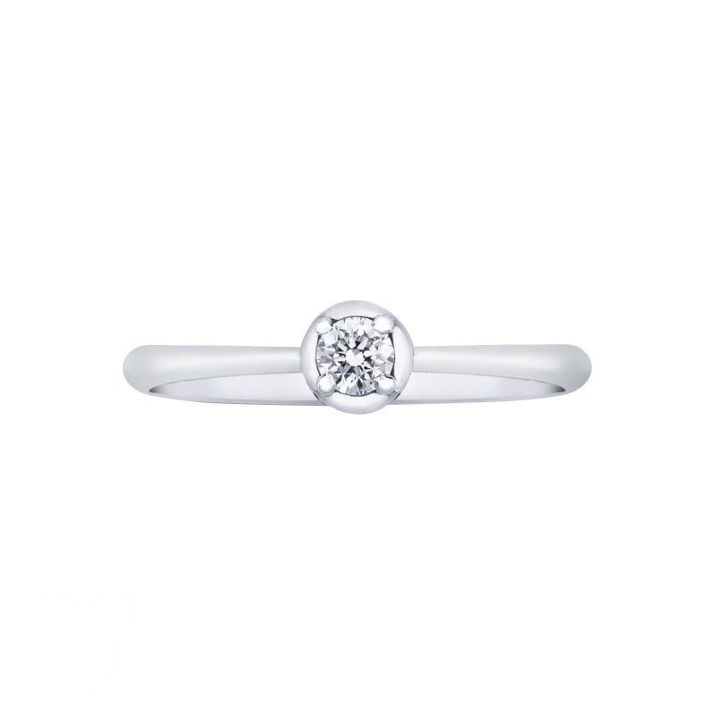 Bague solitaire diamant et or blanc 18k ,  ct. 0,15