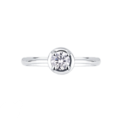 Bague solitaire or blanc 18k diamant 0.40ct taille brillante