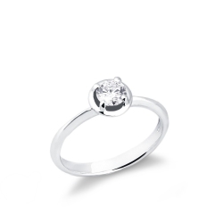 Bague solitaire or blanc 18k diamant 0.40ct taille brillante