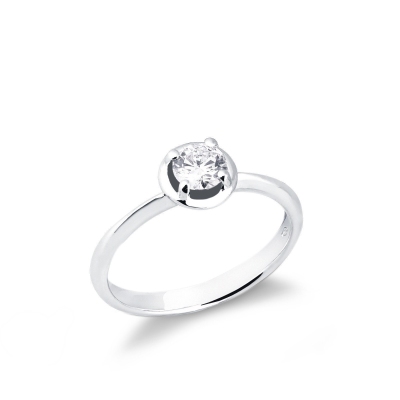Bague solitaire or blanc 18k diamant 0.40ct taille brillante