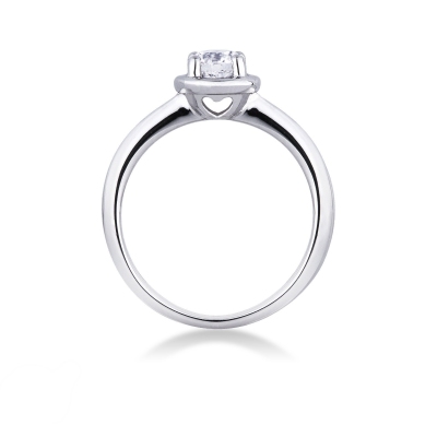 Bague solitaire or blanc 18k avec diamant taille brillante ct. 0,70