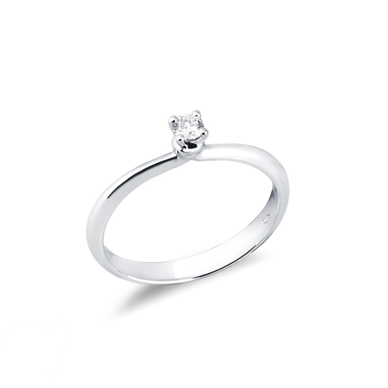 Bague de fiançailles diamant 0.10 ct et or blanc 18k