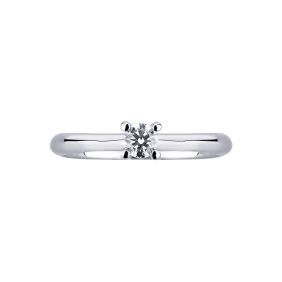 Solitaire solitaire avec diamant de 0.20 ct et or blanc 18k
