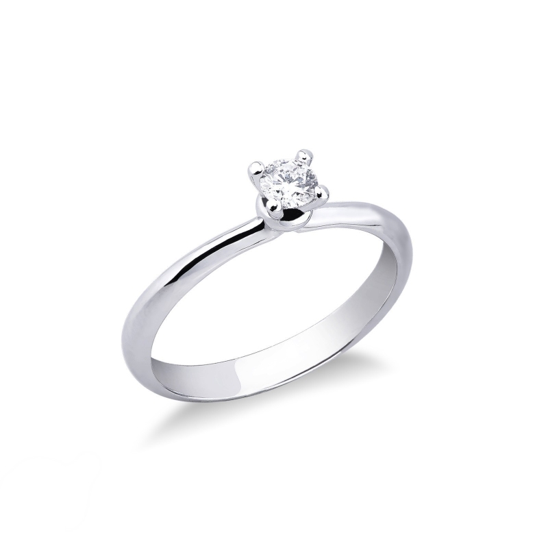 Solitaire solitaire avec diamant de 0.20 ct et or blanc 18k