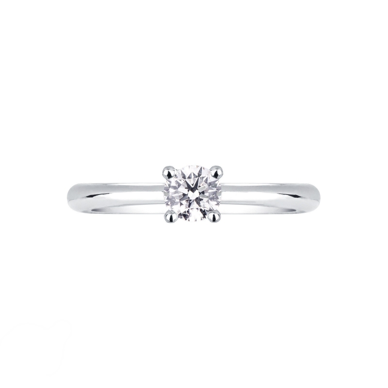 Bague solitaire avec diamant  0.40 ct et or blanc 18k