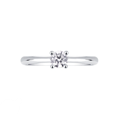 Bague solitaire avec diamant  0.40 ct et or blanc 18k