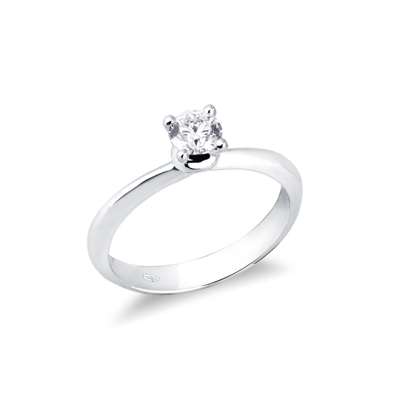 Bague solitaire avec diamant  0.40 ct et or blanc 18k