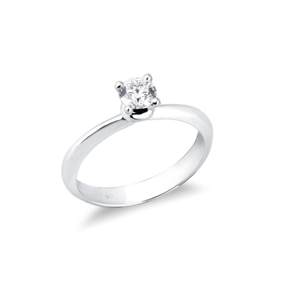 Bague solitaire avec diamant  0.40 ct et or blanc 18k
