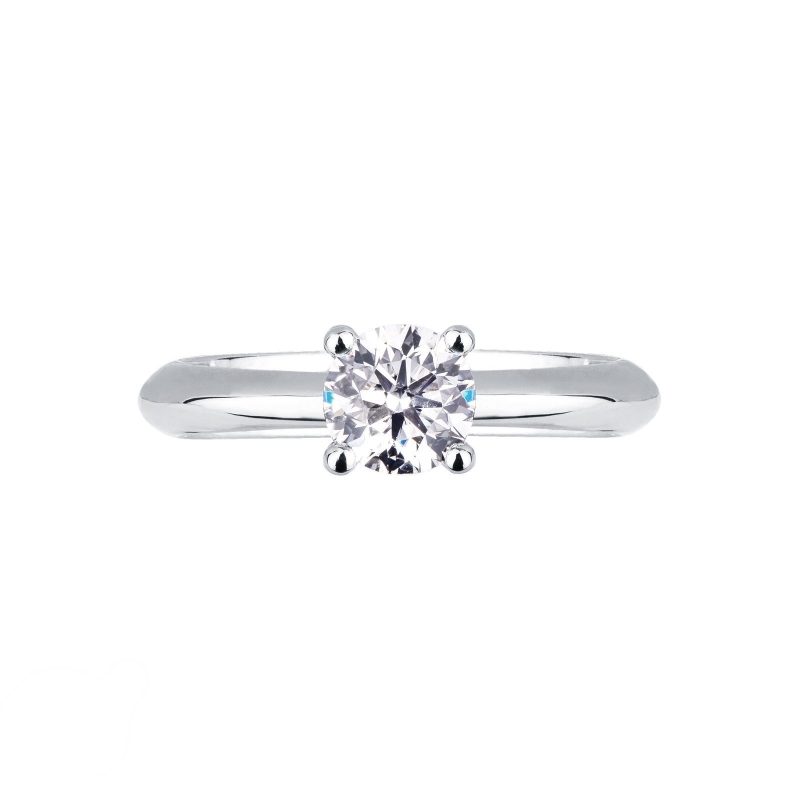 Bague de fiançailles en or blanc 18k avec diamant 0.70 ct 