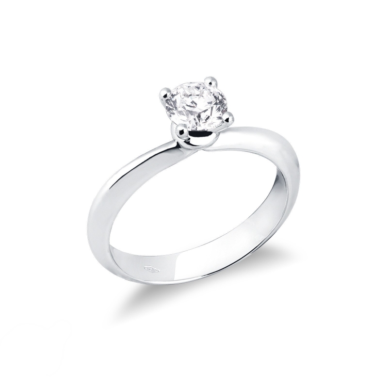 Bague de fiançailles en or blanc 18k avec diamant 0.70 ct 