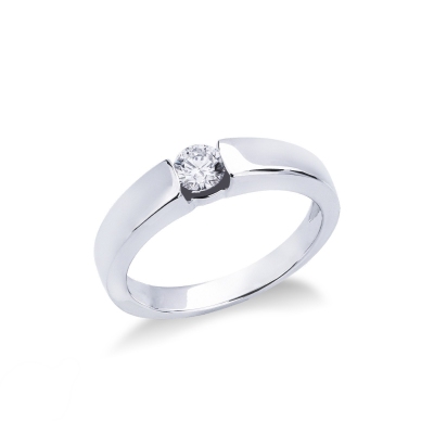 Bague solitaire moderne en or blanc 18k avec diamant 0,25ct