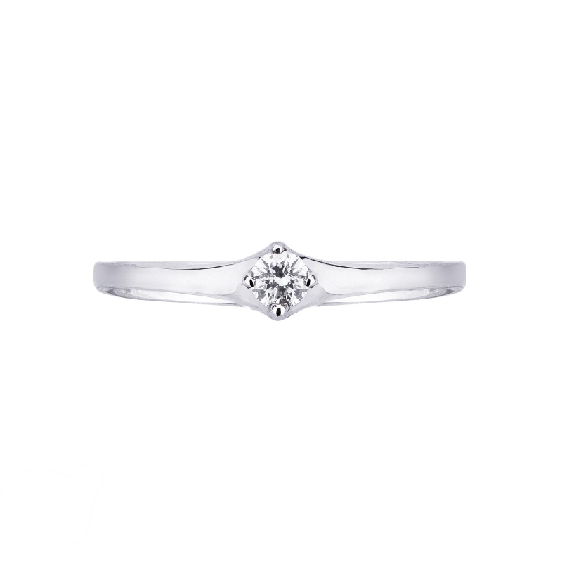 Solitaire avec diamant 0.10 ct en or blanc 18k 