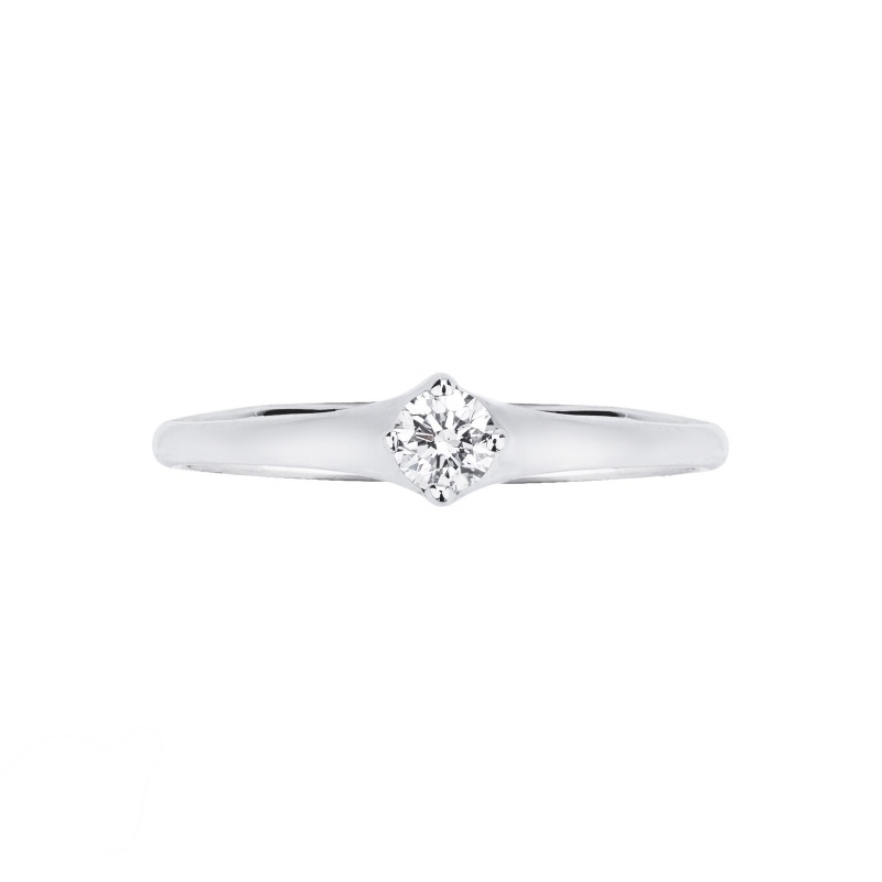 Bague solitaire diamant 0.15 ct et or blanc 18k 