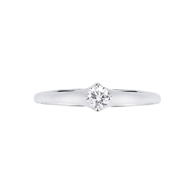 Bague solitaire diamant 0.15 ct et or blanc 18k 