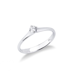 Bague solitaire diamant 0.15 ct et or blanc 18k 