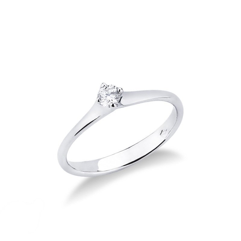 Bague solitaire diamant 0.15 ct et or blanc 18k 