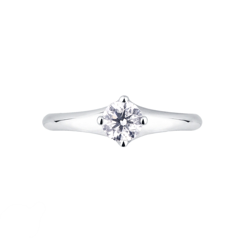 Bague de fiançailles or blanc 18k avec diamant 0.50 ct