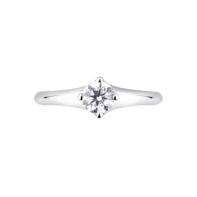 Bague de fiançailles or blanc 18k avec diamant 0.50 ct