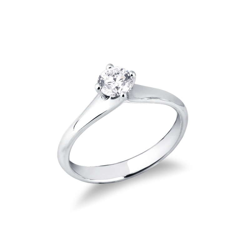 Bague de fiançailles or blanc 18k avec diamant 0.50 ct