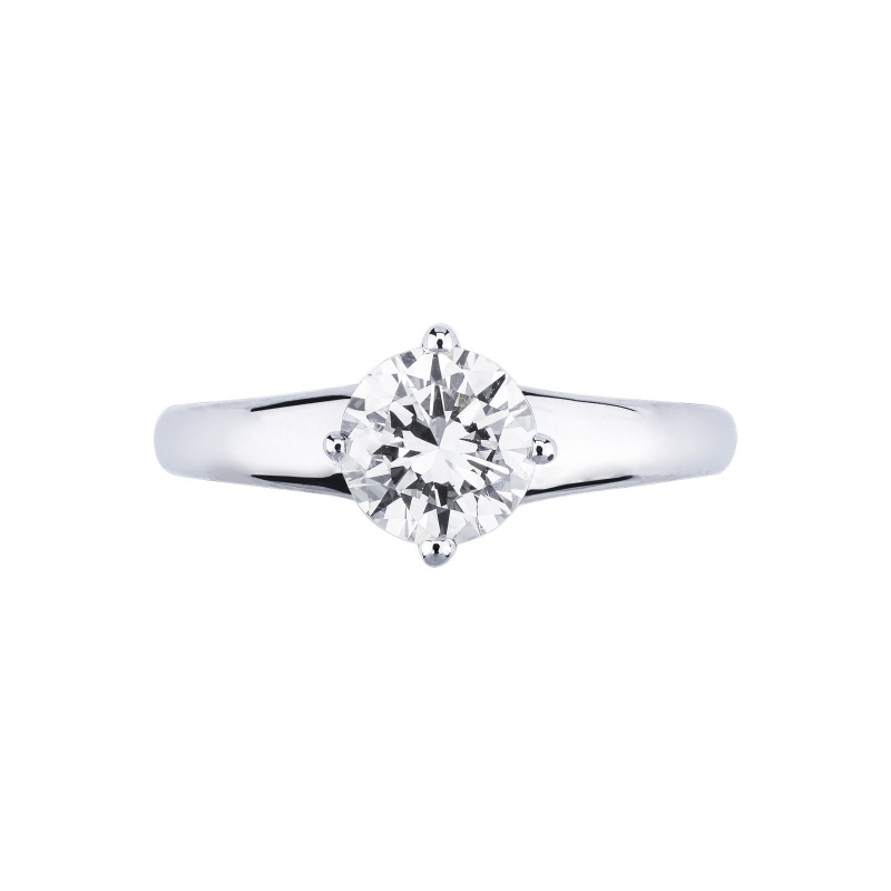Bague solitaire femme avec diamant 1.00 carat en or blanc 18Kt
