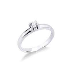Bague solitaire or blanc 18k avec diamant 0,10 ct