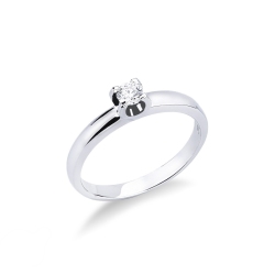 Bague solitaire serti 4 griffe en or blanc et diamant 0.15 ct